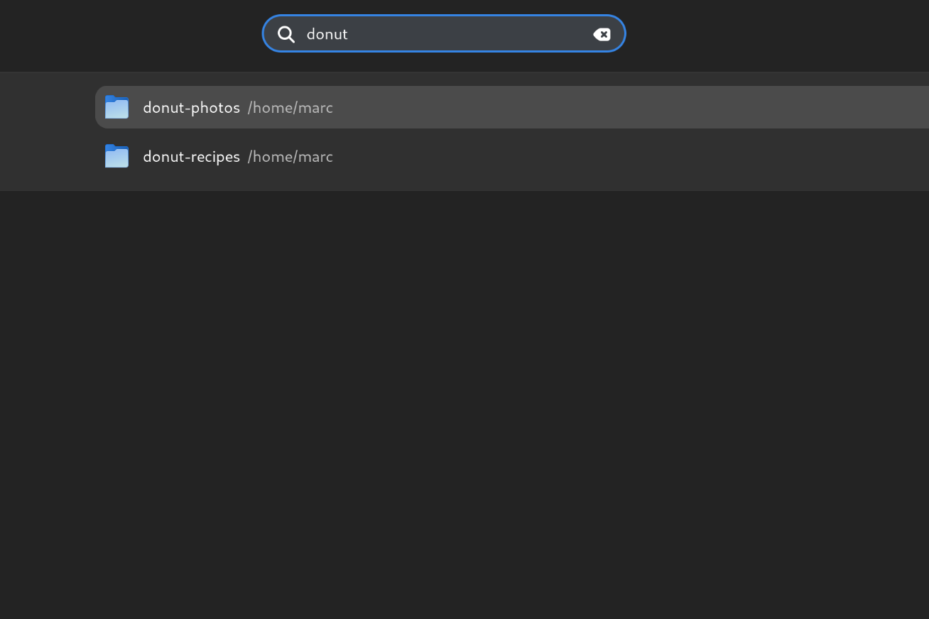Screenshot of GUI file search for “donut”