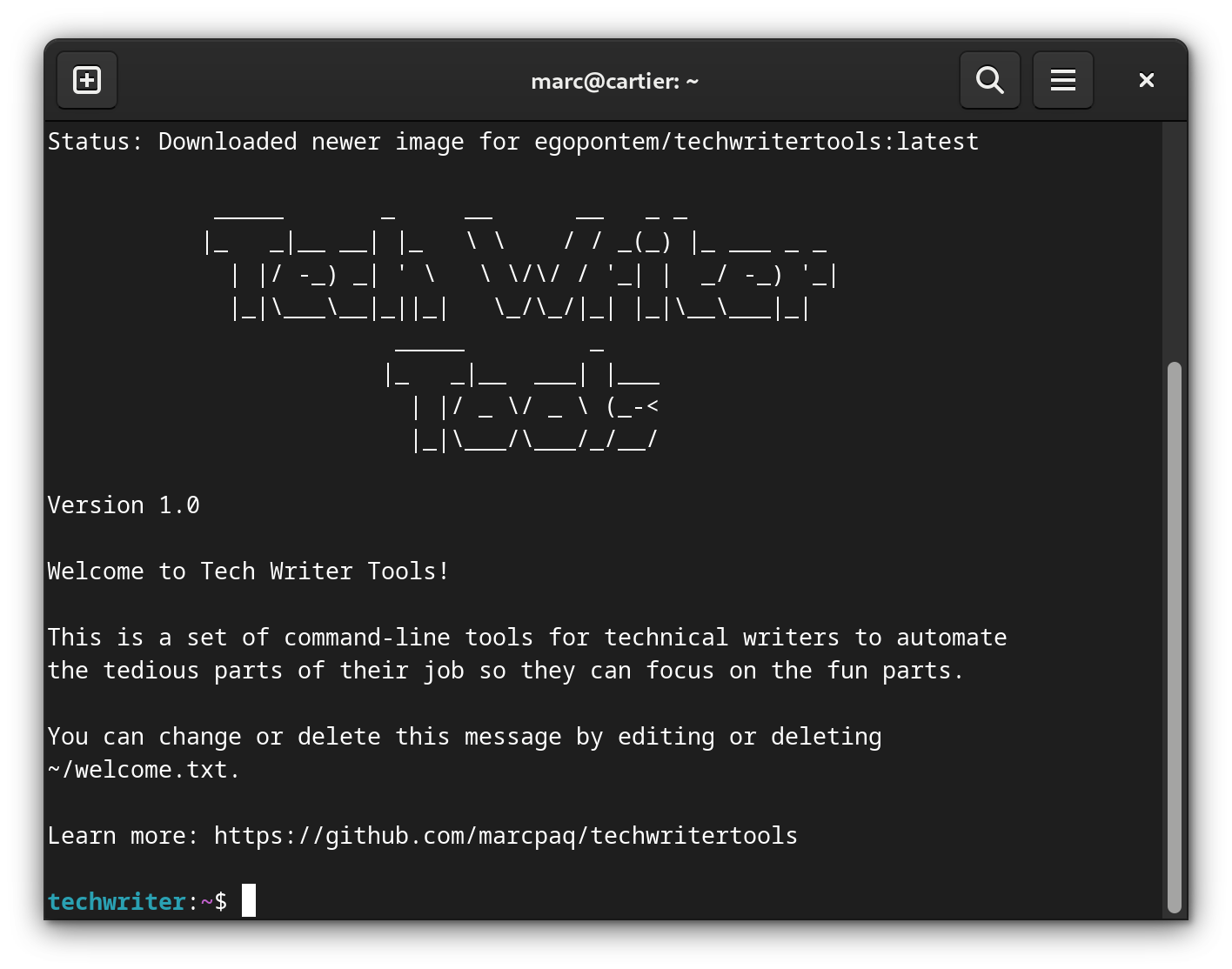 Screenshot of Tech Writer Tools